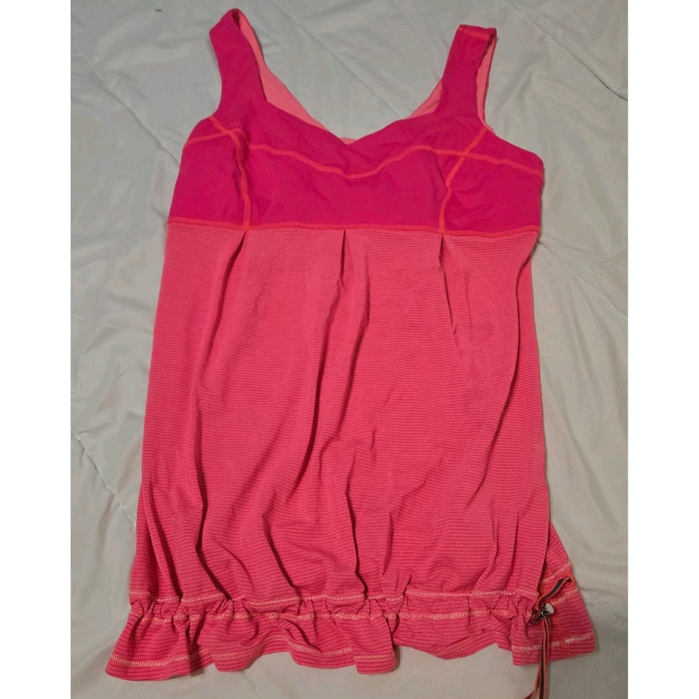 Lululemon Run Tame Me Tank Top Flash Pink Cinchable Waist Size 10